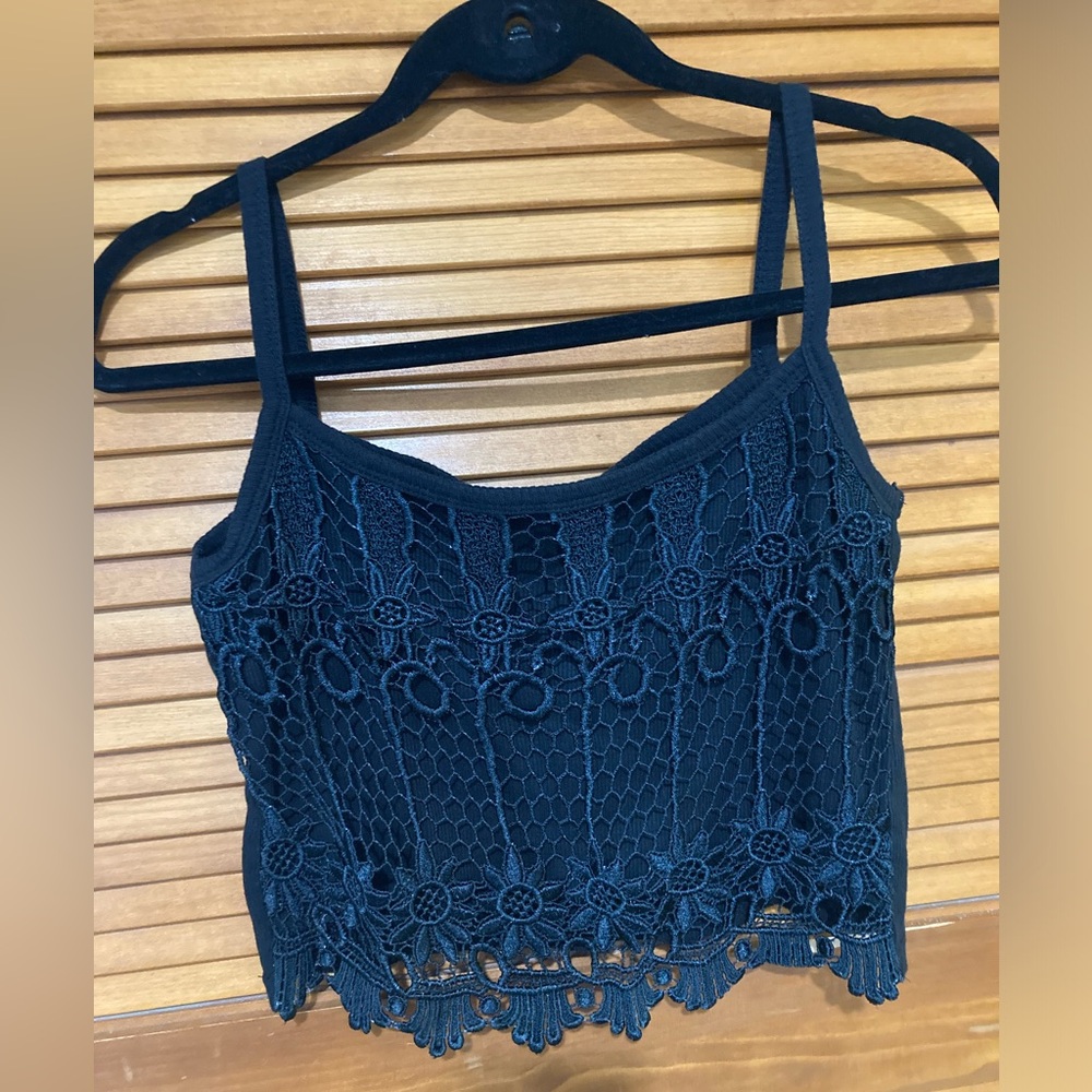 Black Lace Ribbed Tank